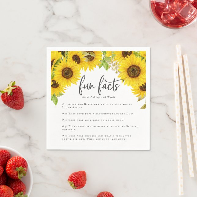 Country Sunflower Fun Fakten Hochzeiten von Napkin Serviette (Beispiel)