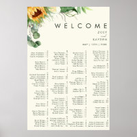 Country Sunflower | Gelbe Alphabetische Sitzplätze