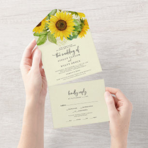 Country Sunflower   Gelbe Hochzeit All In One Einladung