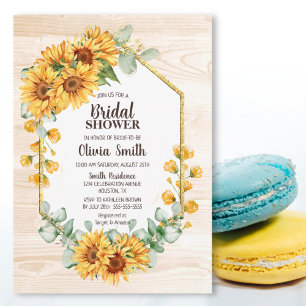 Country Sunflower Geometric Wood Brautparty Einladung