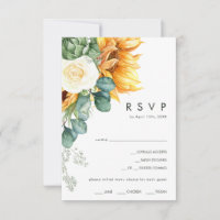 Country Sunflower Jaune Menu Choix Carte RSVP