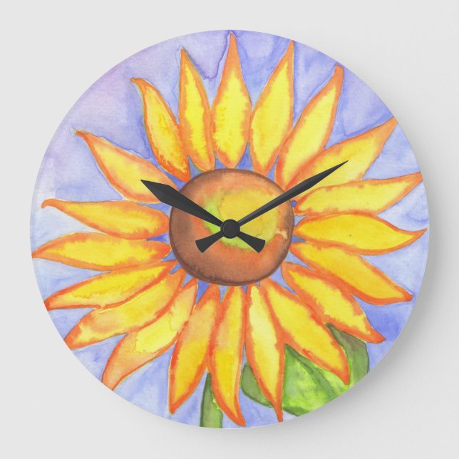 Country Sunflower Kitchlock Große Wanduhr (Vorderseite)