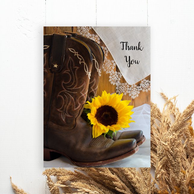 Country Sunflower Lace Western Hochzeit Vielen Dan Postkarte (Von Creator hochgeladen)