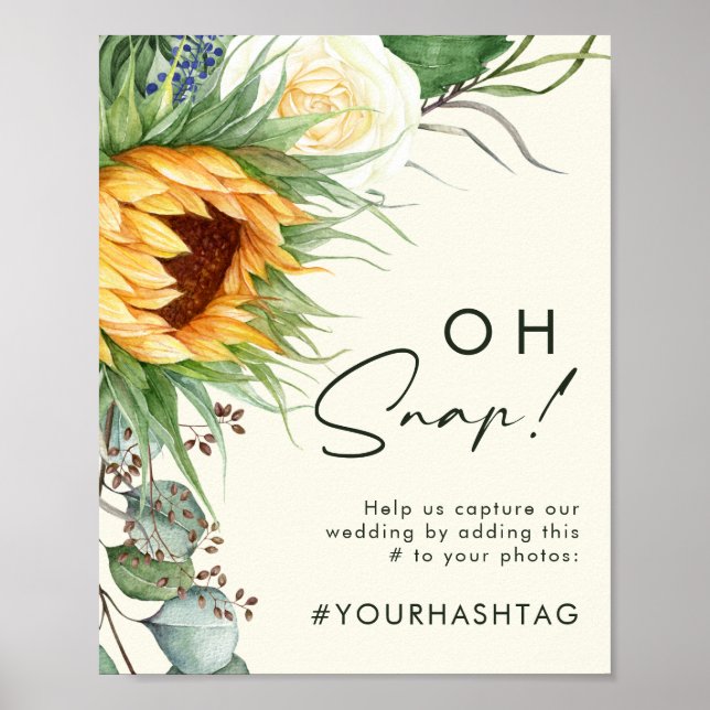 Country Sunflower Light Yellow Oh Snap Hashtag Poster (Vorne)