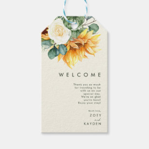 Country Sunflower Light Yellow Wedding Willkommen Geschenkanhänger