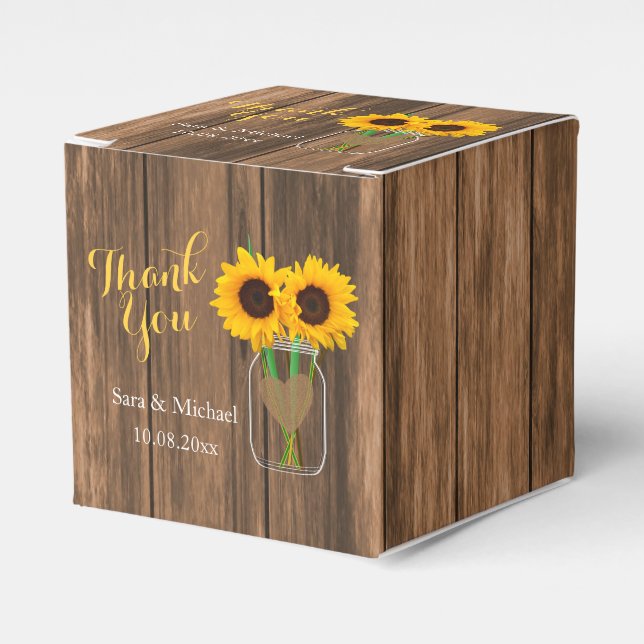 Country Sunflower Mason Jar - Vielen Dank Geschenkschachtel (Vorderseite)