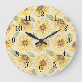 Country Sunflower Meadow Design Wall Clock Große Wanduhr