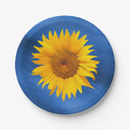 Country Sunflower Royal Blue Summer Wedge Pappteller