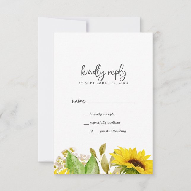 Country Sunflower Simple RSVP Card Karte (Vorderseite)