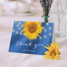 Country Sunflower & String Lights Blue Vielen Dank