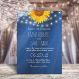 Country Sunflower & String Lights Hochzeit Einladung