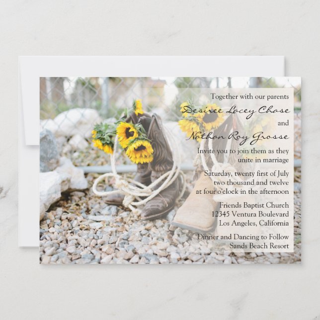 Country Sunflower Wedding Einladung (Rückseite)