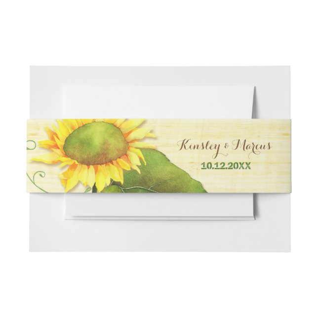 Country Sunflower Wedding Einladungsbanderole (Vorderseite Beispiel)