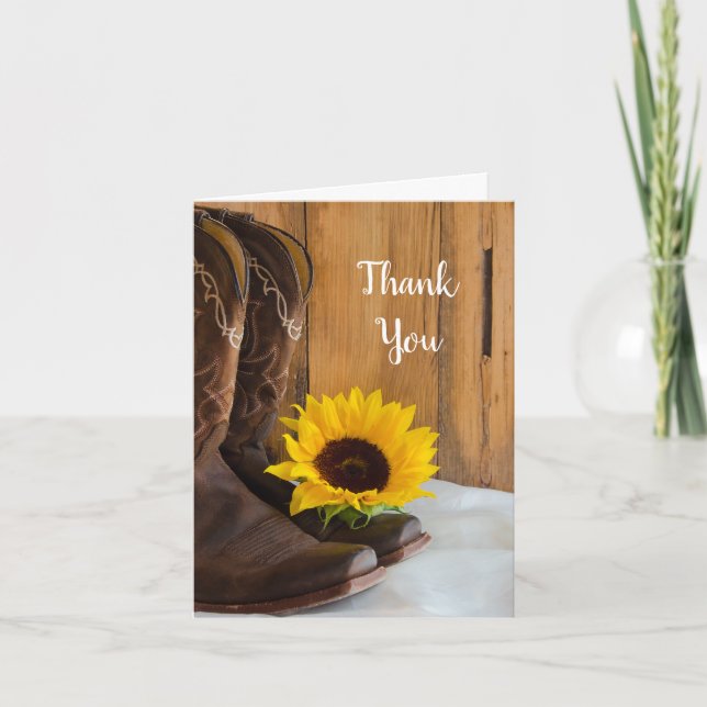 Country Sunflower Western Bridesmaid Vielen Dank Dankeskarte (Vorderseite)