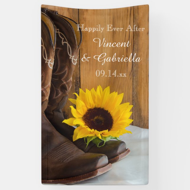 Country Sunflower Western Hochzeit Banner (Vertikal)