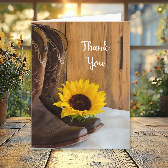 Country Sunflower Western Hochzeit Vielen Dank Dankeskarte (Von Creator hochgeladen)
