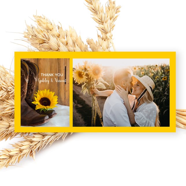 Country Sunflower Western Hochzeit Vielen Dank Dankeskarte (Von Creator hochgeladen)