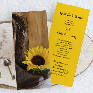 Country Sunflower Western Hochzeitsprogramm Programm