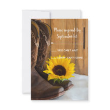 Country Sunflower Western Hochzeitsstimmung RSVP R