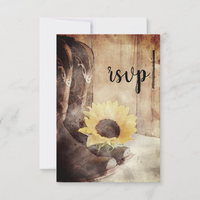 Country Sunflower Western Hochzeitwasser UAWG RSVP Karte (Vorderseite)