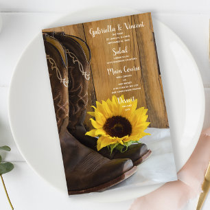Country Sunflower Western Mariage Menu