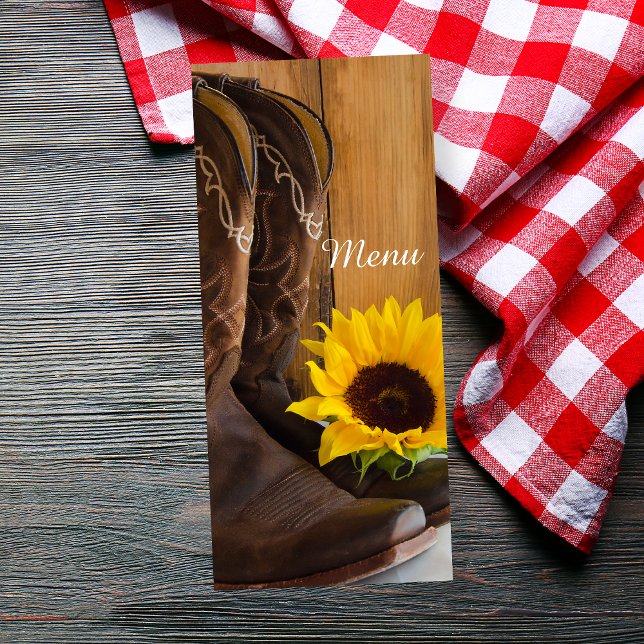 Country Sunflower Western Quinceañera Party Menükarte (Von Creator hochgeladen)