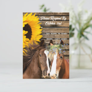 Country Sunflower Western Rustic Wedding RSVP Karte