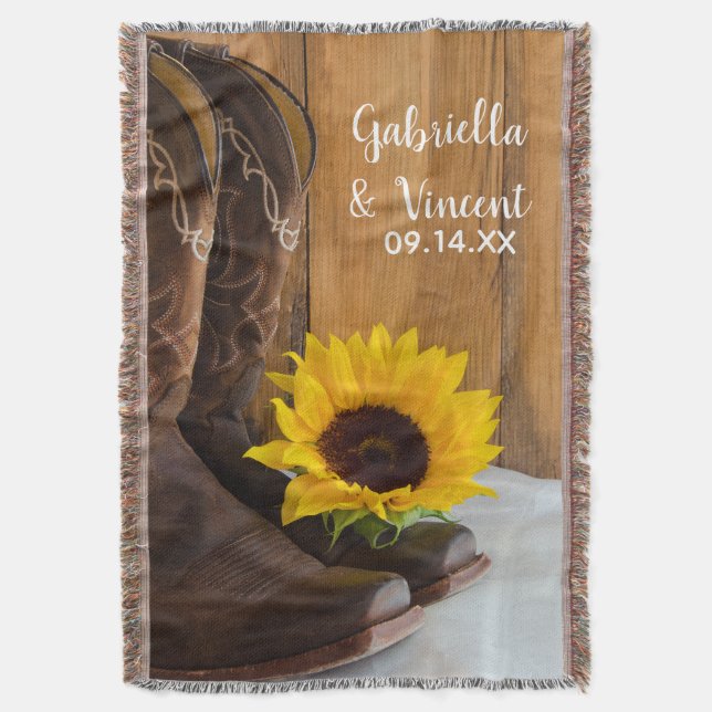 Country Sunflower Western Wedding Keepake Decke (Vorderseite Vertikal)