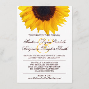 Country Sunflower White Wedding Einladungen