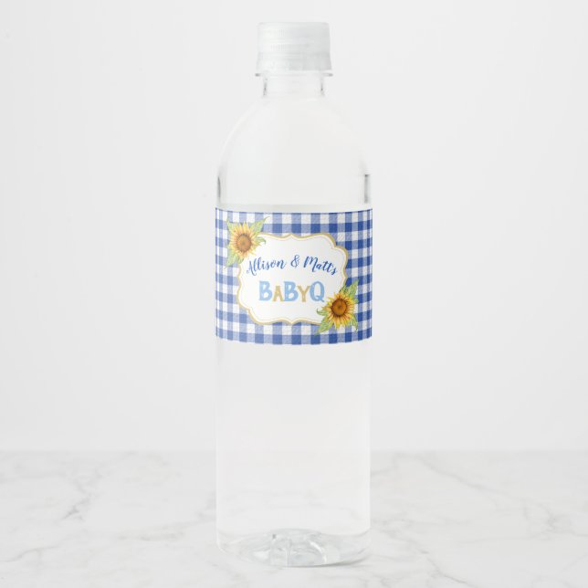 Country Sunflowers Blue Gingham Karo BabyQ GRILLEN (Vorderseite)