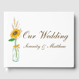 Country Sunflowers Boho Yellow Floral Wedding Gästebuch