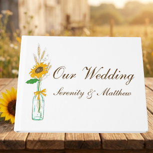 Country Sunflowers Boho Yellow Floral Wedding Gästebuch