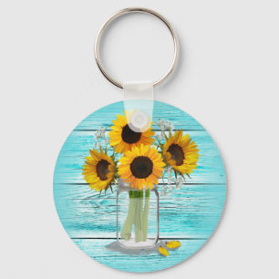 Country Sunflowers in Mason Jar Schlüsselanhänger