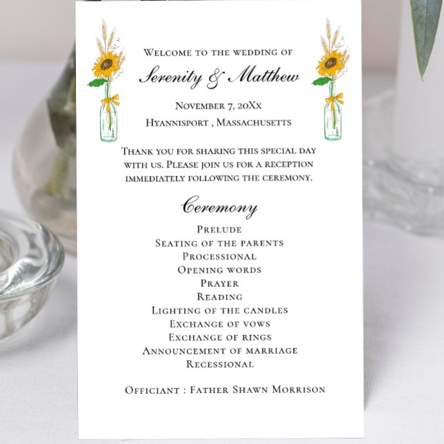 Country Sunflowers Rustic Floral Wedding Programme (Créateur téléchargé)