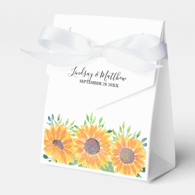 Country Sunflowers Wasserfarbenhochzeit Geschenkschachtel (Vorderseite)