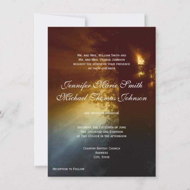 Country Sunrise Tree Silhouette Wedding Invitation Einladung (Vorderseite)