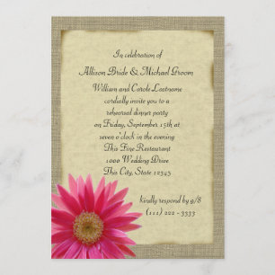 Country Sunshine Pink Daisy Probe Dinner Einladung