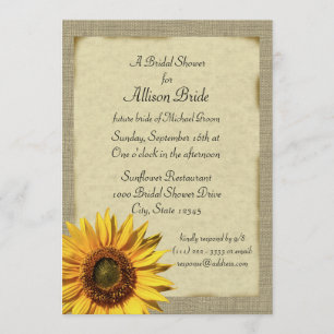 Country Sunshine Sunflower Brautparty Einladung