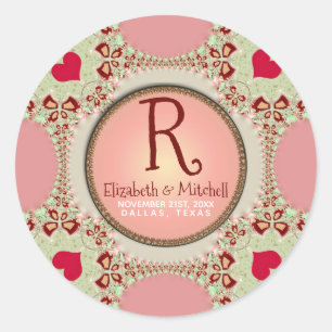 Country Sweethearts Monogram Runder Aufkleber