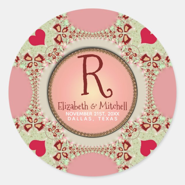Country Sweethearts Monogram Runder Aufkleber (Vorderseite)