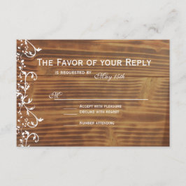 Country Swirl Rustic Wood Wedding Cartes RSVP