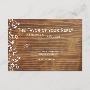 Country Swirl Rustic Wood Wedding Cartes RSVP