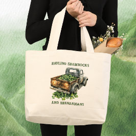 Country Truck Hauling Shamrocks and Shenanigans  Jumbo Stoffbeutel