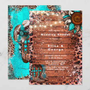 Country Turquoise Boots Polterabend Einladungen