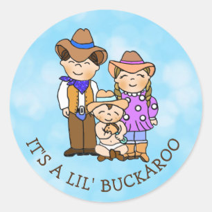 Country und Western Cowboy Family Classic Round St Runder Aufkleber