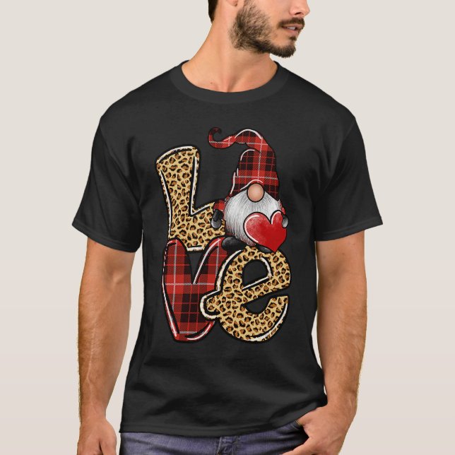 COuntry Valentine's Day Love Leopard Buffalo Plaid T-Shirt (Vorderseite)