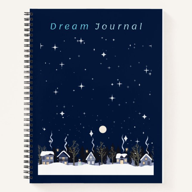 Country Village Nighttime Winter Sky Dream Journal Notizbuch (Vorderseite)