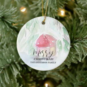 Country Village Weißes Weihnachten Keramik Ornament