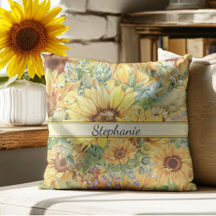 Country Vintag Style Wasserfarbe Sonnenblumen Kissen