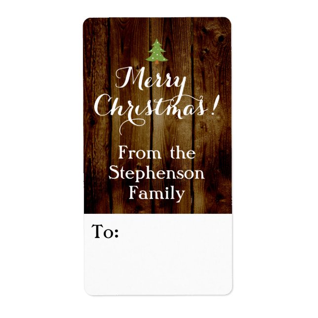 Country Vintag Wood Frohe Weihnachtsgeschenk Tag (Vorne)
